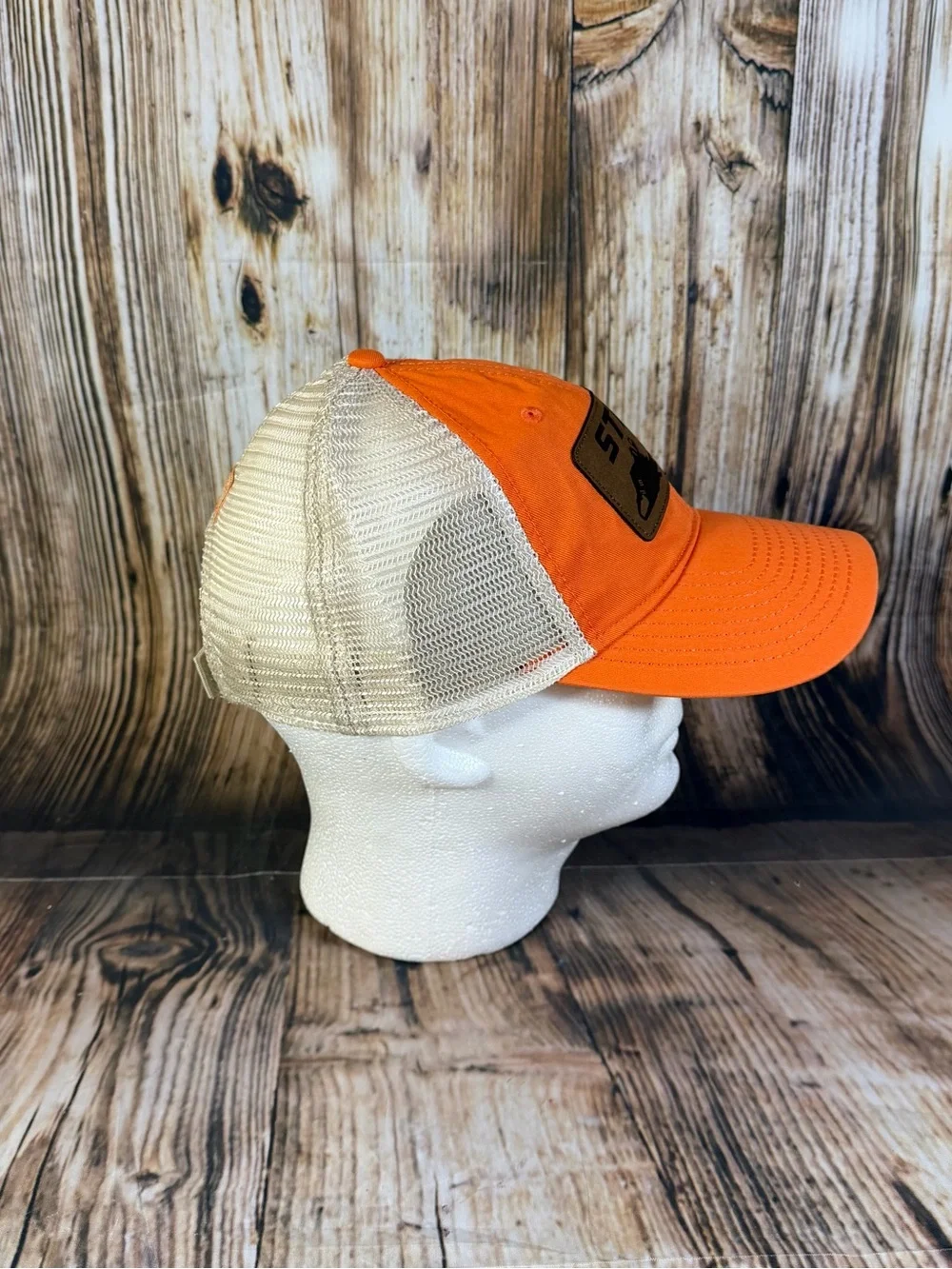 New STIHL Chainsaw Patch Strapback Adjustable Hat Mesh Trucker Orange White Cap